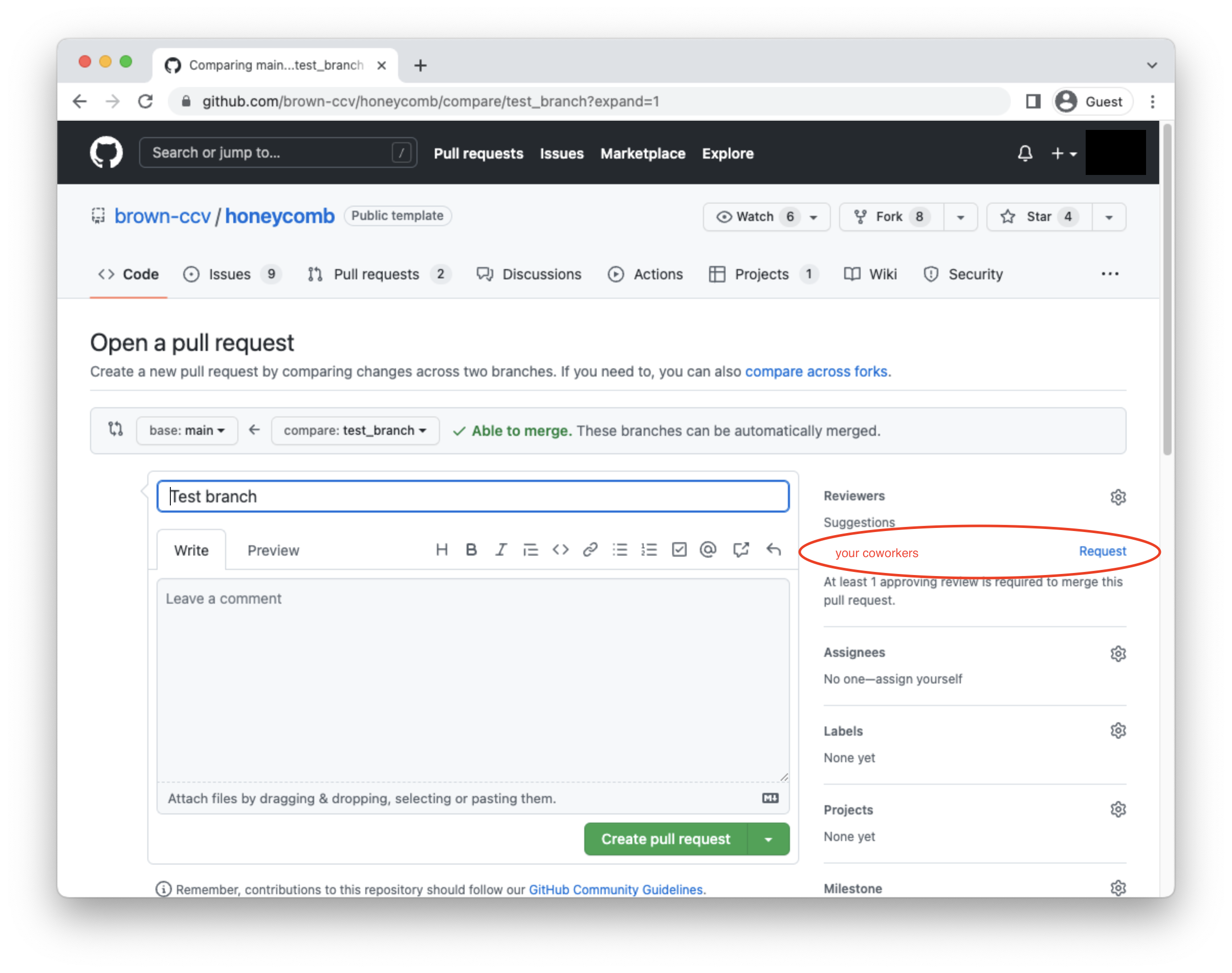 Add reviewers to a pull request